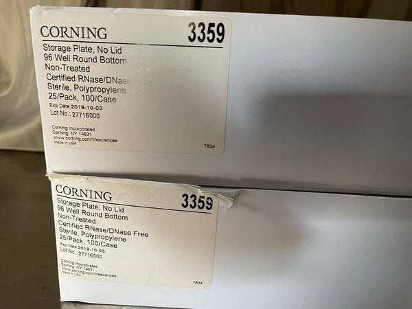 CORNING 96-Well Clear Microplates Sterile Round Bottom No Lids 3359 50/Pack