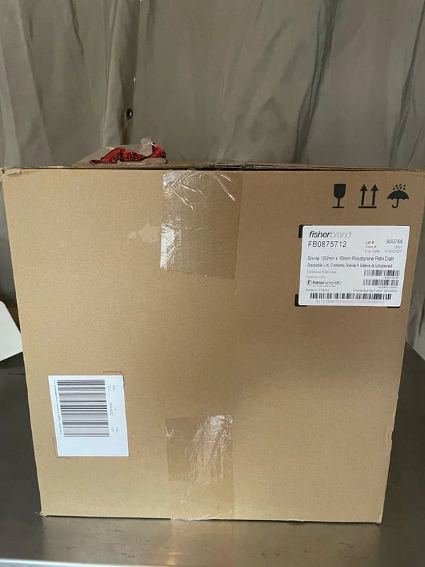 Case of 500 Fisherbrand FB0875712, Sterile 100mmx15mm Polystyrene Petri Dish