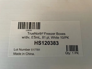 TrueNorth Freezer Boxes w/div, 0.5 mL,81 pl, White 10/PK Brand New Sealed Box